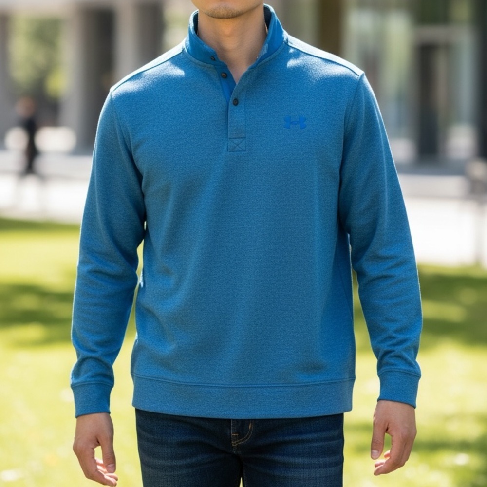 Under Armour ColdGear Golf Pullover Men’s Large Blue Snap Neck Performance